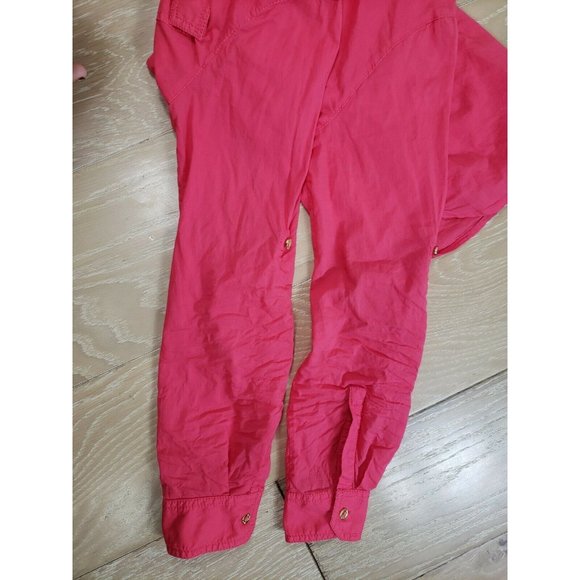 Lilly Pulitzer Cruiser Camp Shirt Button Up Pink Size 2 Gold Tone Buttons Blouse - Picture 8 of 9